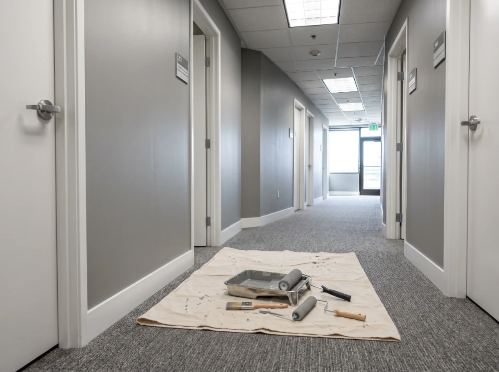 Freshly painted commercial office hallway