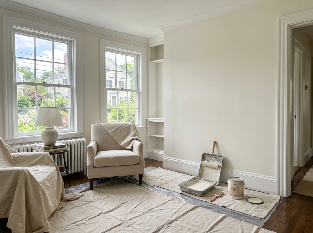 Freshly painted interior room in a New England home